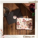  Thiệp Cổ điển Vintage Classy in họa tiết hoa nhí giấy art sang trọng kèm phong bì giấy kraft nâu Q724 