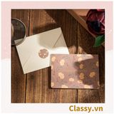  Thiệp Cổ điển Vintage Classy in họa tiết hoa nhí giấy art sang trọng kèm phong bì giấy kraft nâu Q724 