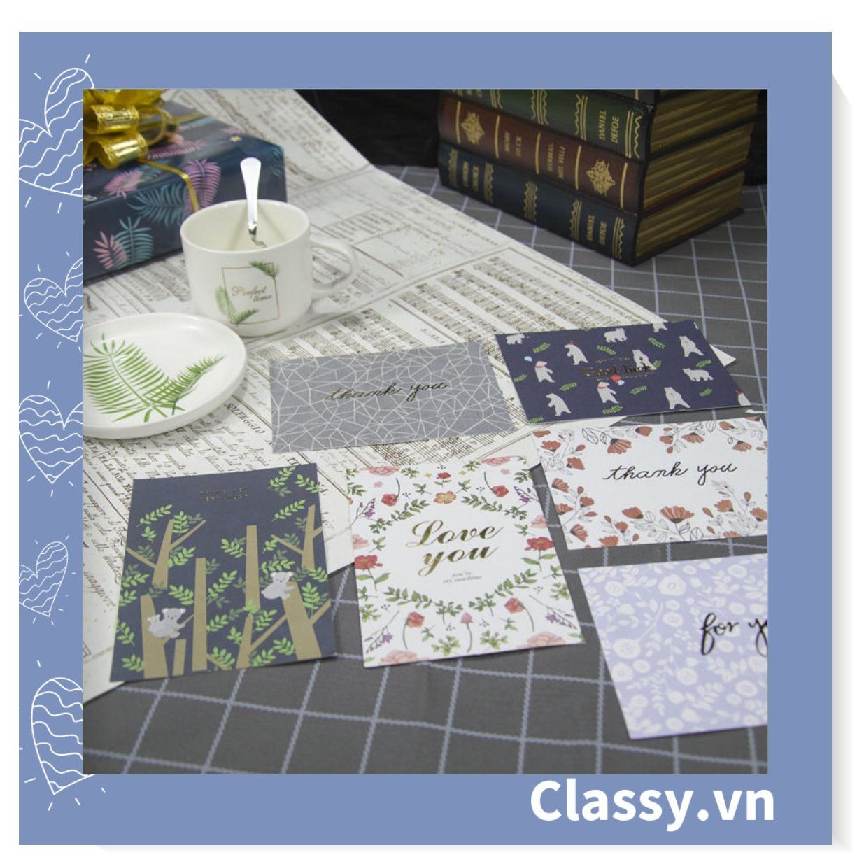 Thiệp Vintage style Size lớn 14 X 10.4 CM, giấy kraft sang trọng kèm phong bì Q761