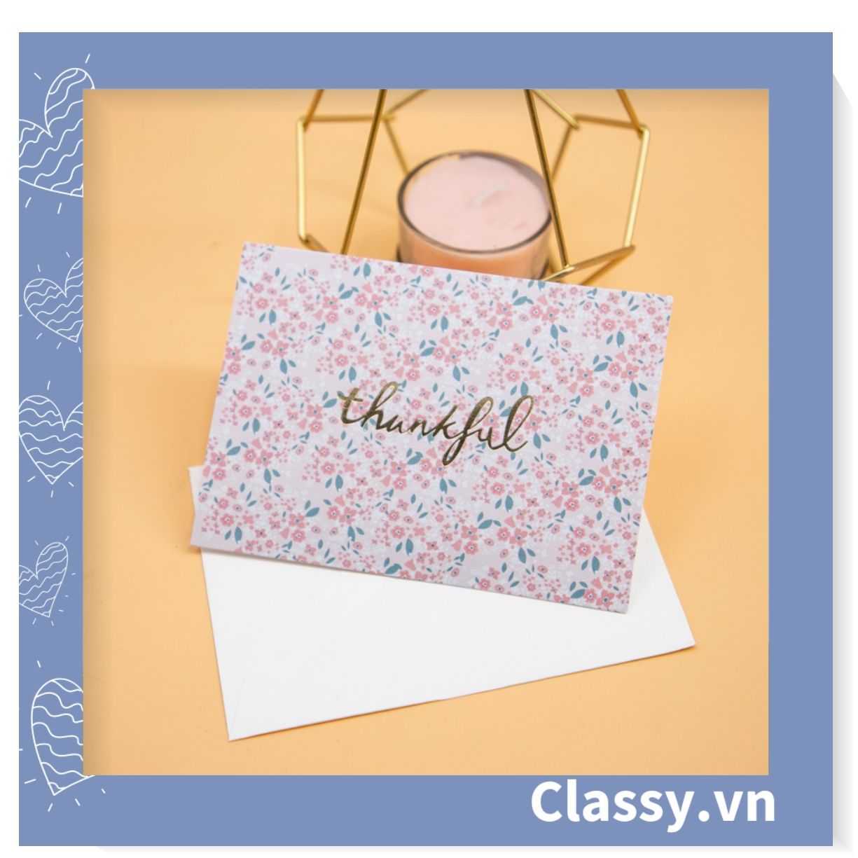 Thiệp Vintage style Size lớn 14 X 10.4 CM, giấy kraft sang trọng kèm phong bì Q761