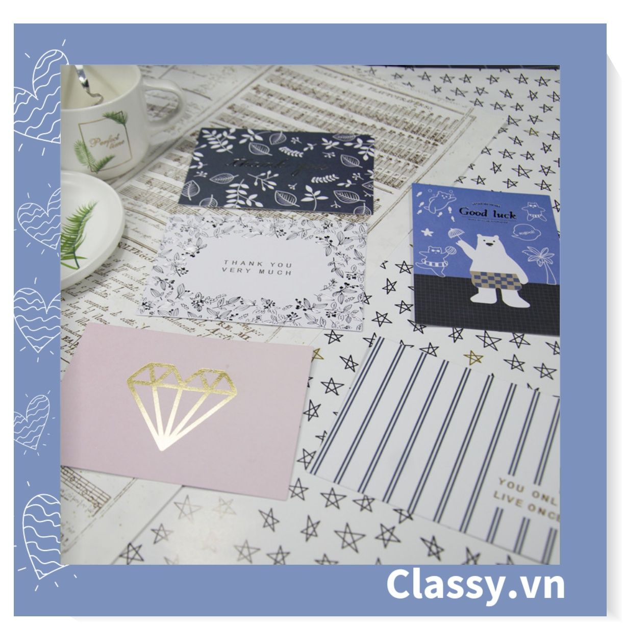 Thiệp Vintage style Size lớn 14 X 10.4 CM, giấy kraft sang trọng kèm phong bì Q761