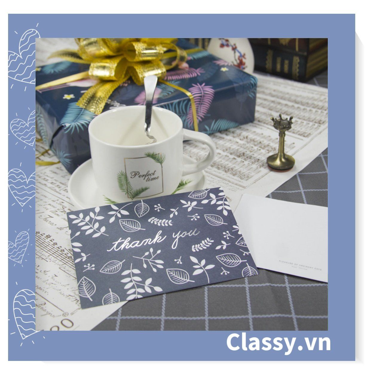Thiệp Vintage style Size lớn 14 X 10.4 CM, giấy kraft sang trọng kèm phong bì Q761