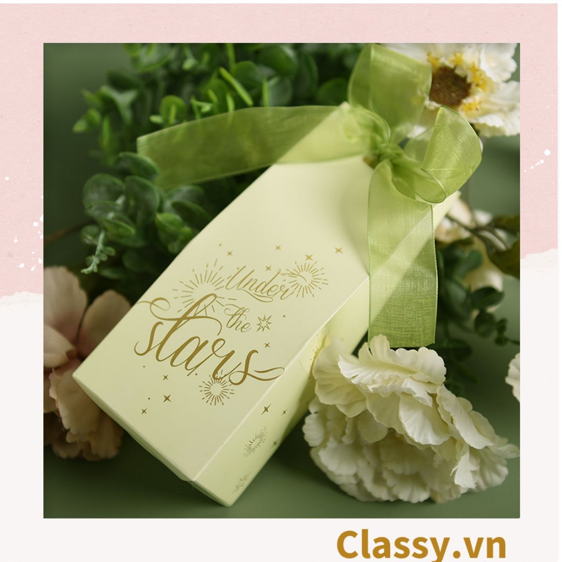 Túi giấy kèm ruy băng 9,5 * 8 * 23cm đựng đồ quà tặng họa tiết cổ điển đơn sắc Q779