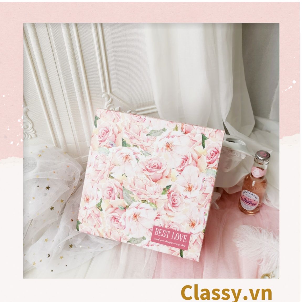 Q901 XÉ LẺ Túi giấy hoặc Hộp quà gấp kích thước 23 * 23 * 8CM quà tặng hoạ tiết hoa lá rất đẹp và sang