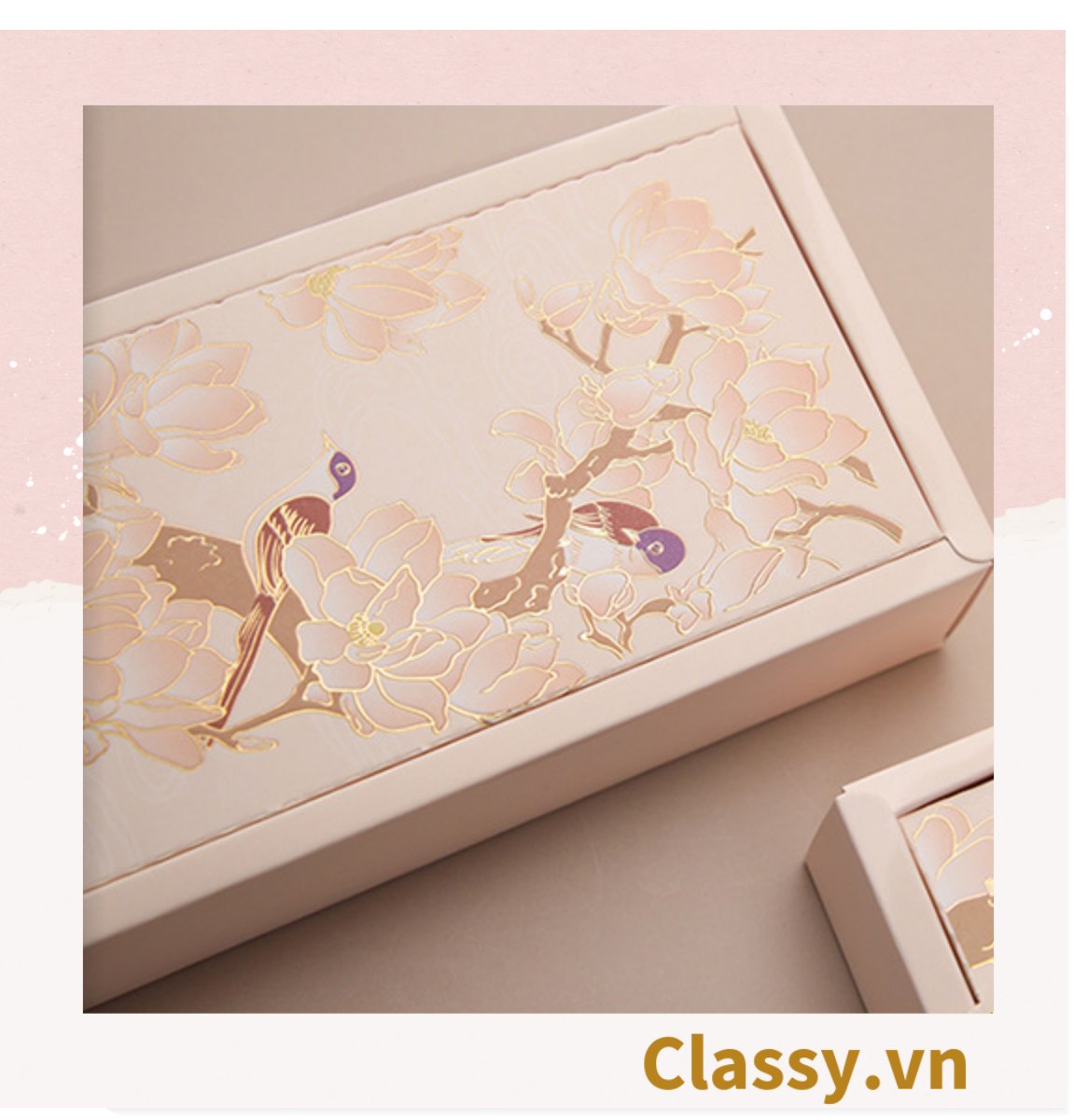 Q904 - (Kích thước 8.5*4.3*14.9cm) - Hộp giấy cổ điển bằng giấy tự gấp đựng quà tặng kèm ruy băng
