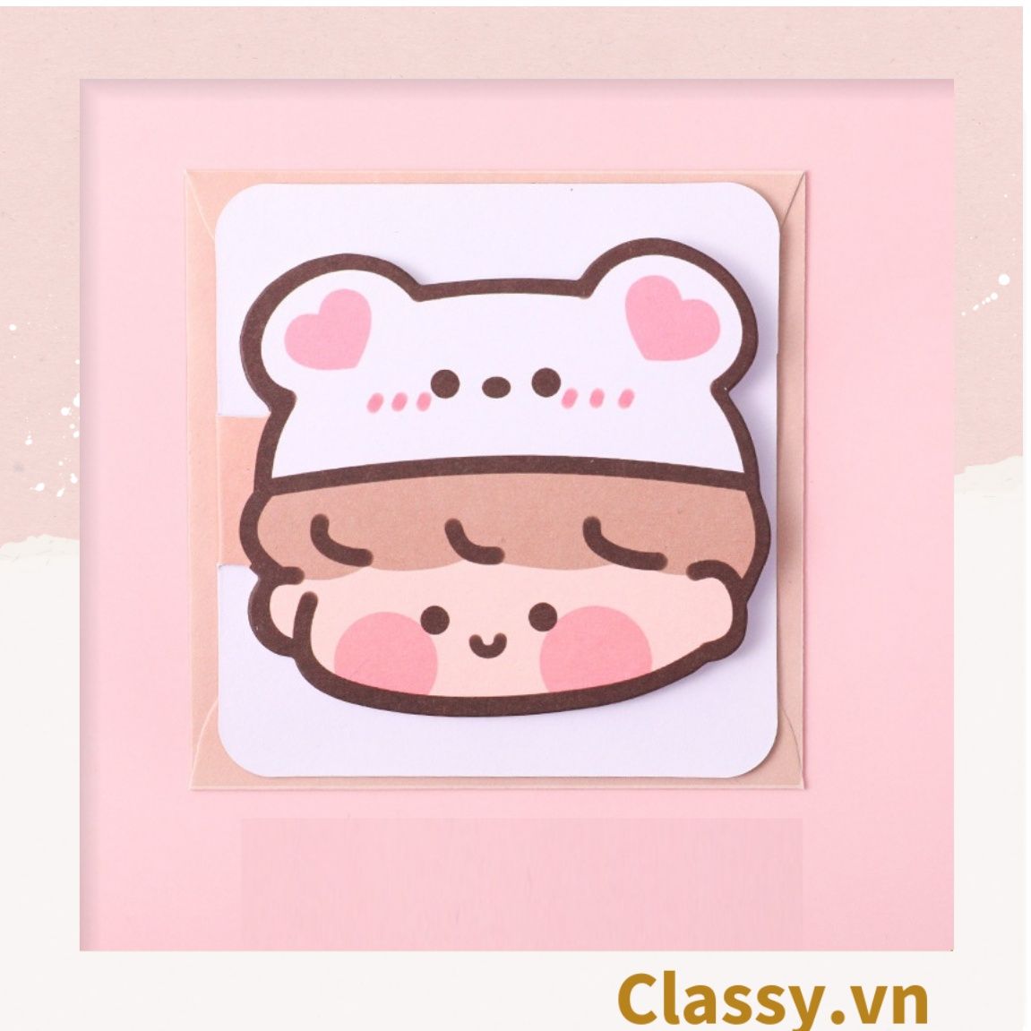 Q941 Thiệp cute Kích thước 9.3 CM|chúc mừng 20-11, Sinh Nhật, Lễ lạt, Cảm Ơn , Tình Yêu in hình hoạt hình