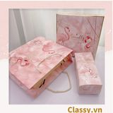  XÉ LẺ Túi giấy và Hộp quà tự gấp Làm quà tặng hoạ tiết hồng hạc hồng, làm quà tặng đựng nước hoa, quần áo, mỹ phẩm Q959 