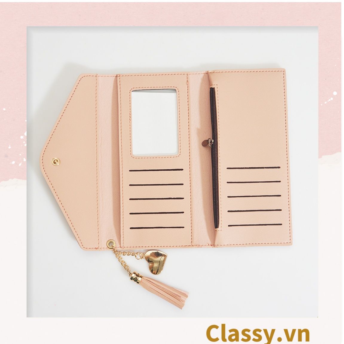 Ví cầm tay nữ tua rua đựng tiền phong cách hàn quốc dễ thương T1024