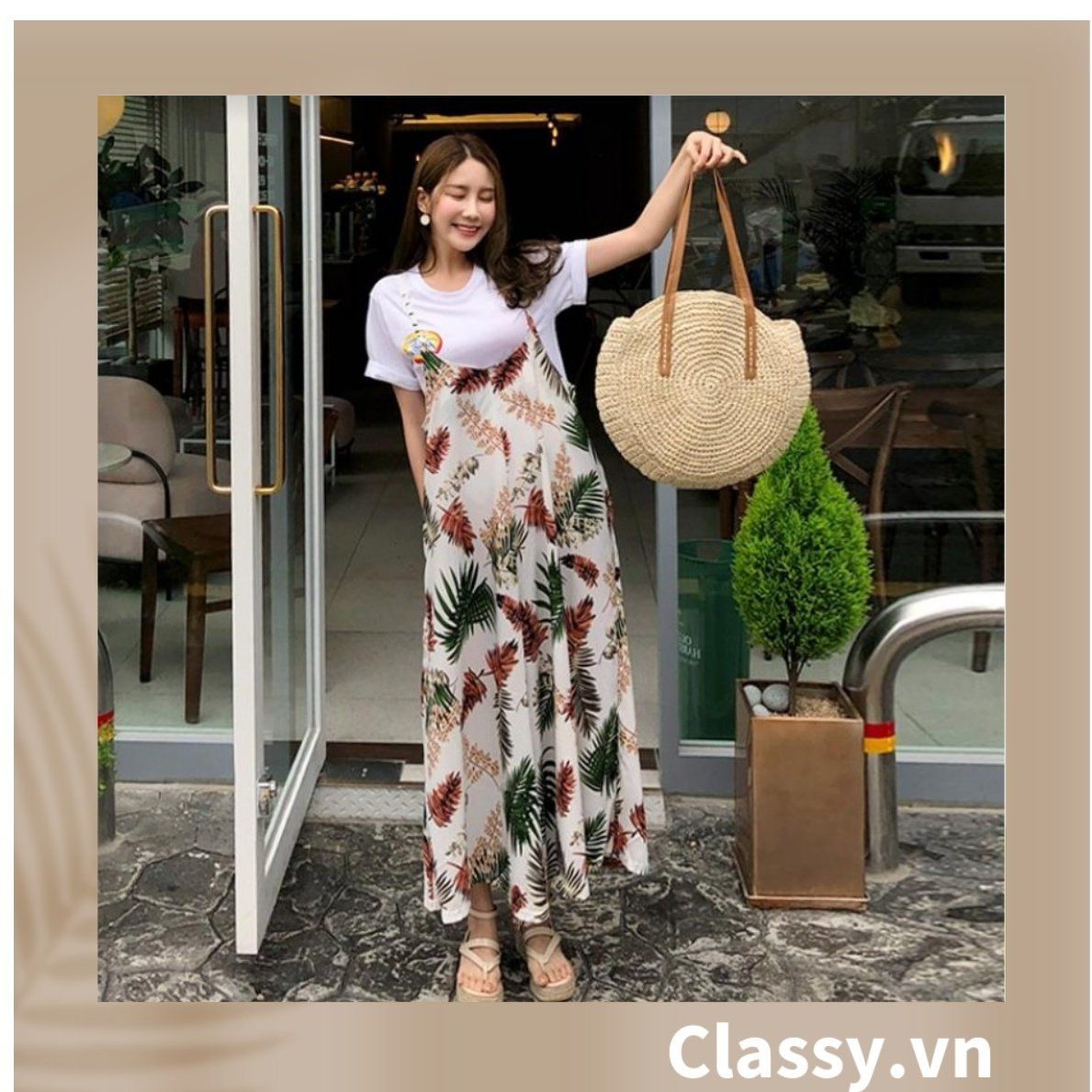 Túi dệt rơm hình tròn họa tiết, có lớp lót dày dặn, phong cách hàn quốc dành cho nữ T1127