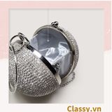  Clutch cầm tay, đeo chéo hình cầu đính hạt xung quanh, mang lại nét sang chảnh khi đi tiệc T1184 