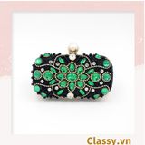  Clutch cầm tay lụa satin 18.5x5.5x10CM, màu đen đính hạt mang lại nét thời trang thời thượng cho buổi tiệc T1187 