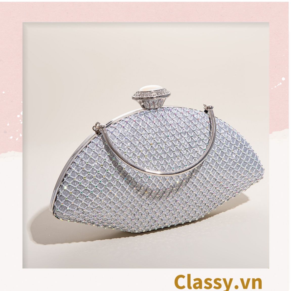  Clutch cầm tay, túi dự tiệc, đeo chéo hình cánh quạt xòe 23x6x12.5cm, nhiều màu thời thượng T1193 