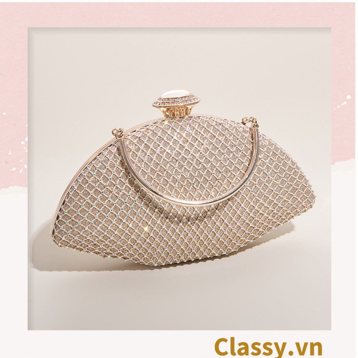 Clutch cầm tay, túi dự tiệc, đeo chéo hình cánh quạt xòe 23x6x12.5cm, nhiều màu thời thượng T1193
