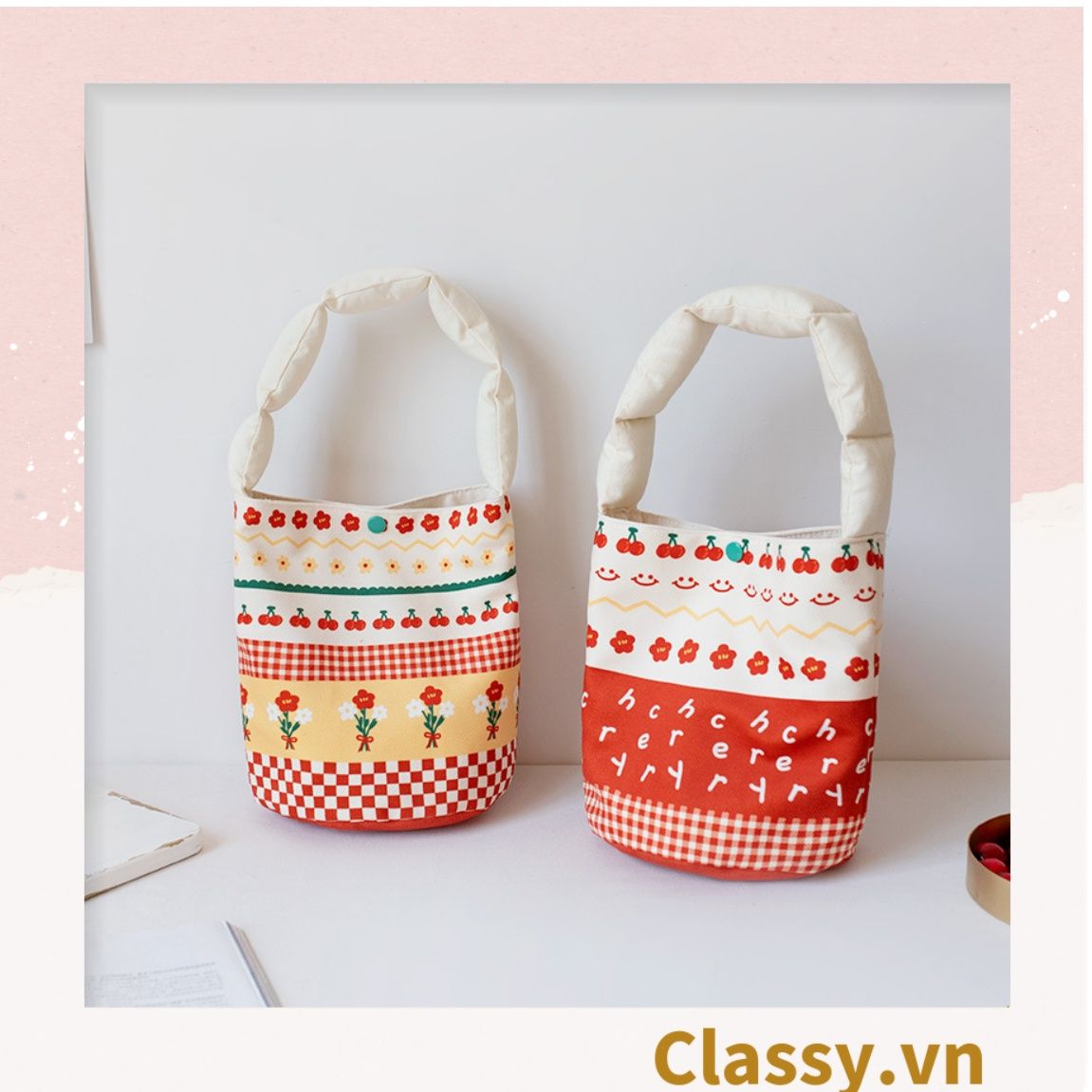 Túi xách tay dành cho nữ 18x25cm, đựng hộp cơm, phụ kiện tiện lợi T1245