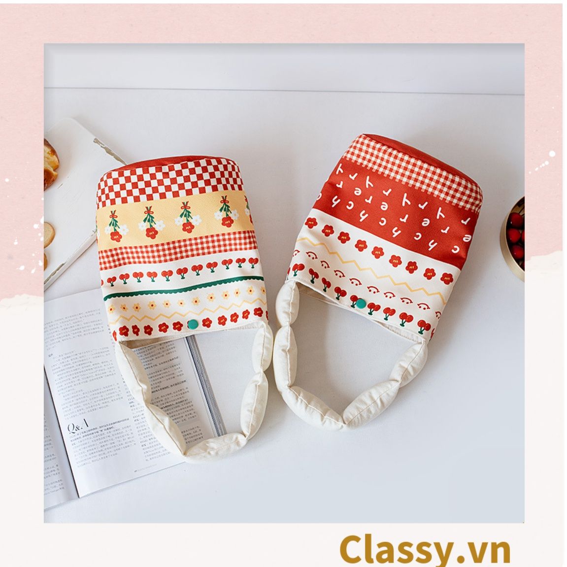 Túi xách tay dành cho nữ 18x25cm, đựng hộp cơm, phụ kiện tiện lợi T1245