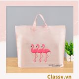  Túi tote hồng hạc bằng nhựa nhiều size, màu hồng, không ra màu T1360 