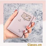  Classy Ví da nữ dạng gập, hình gấu thỏ khủng long, cài nút bấm T1499 