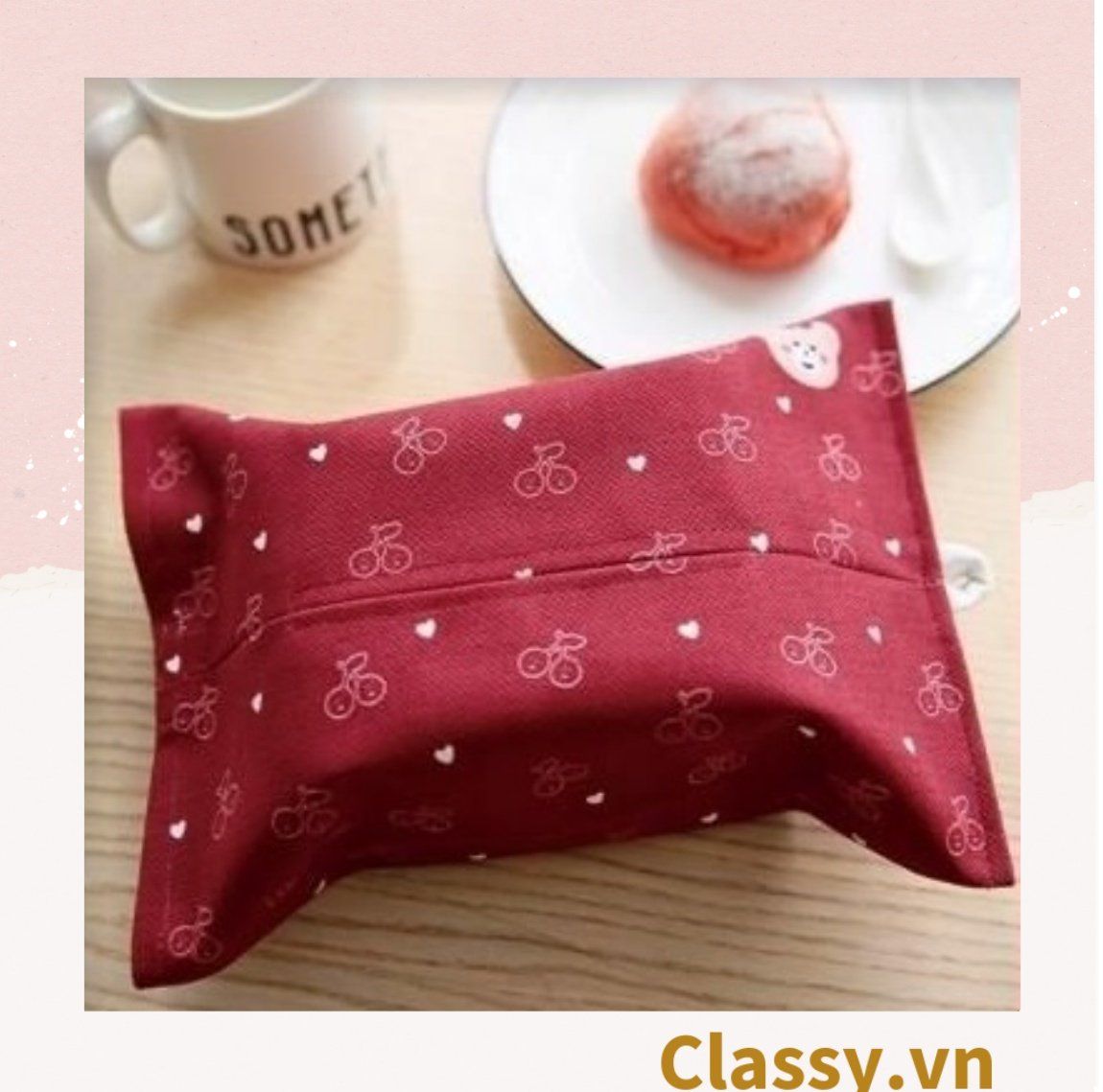 Classy Hộp đựng khăn giấy bằng vải cotton ngộ nghĩnh T1509