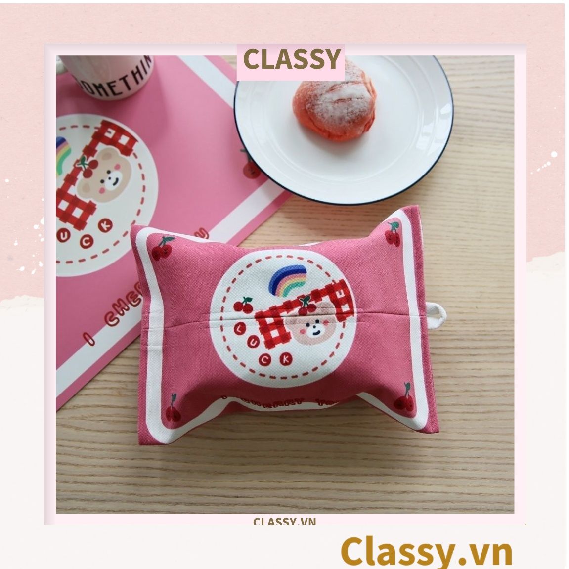 Classy Hộp đựng khăn giấy bằng vải cotton ngộ nghĩnh T1509