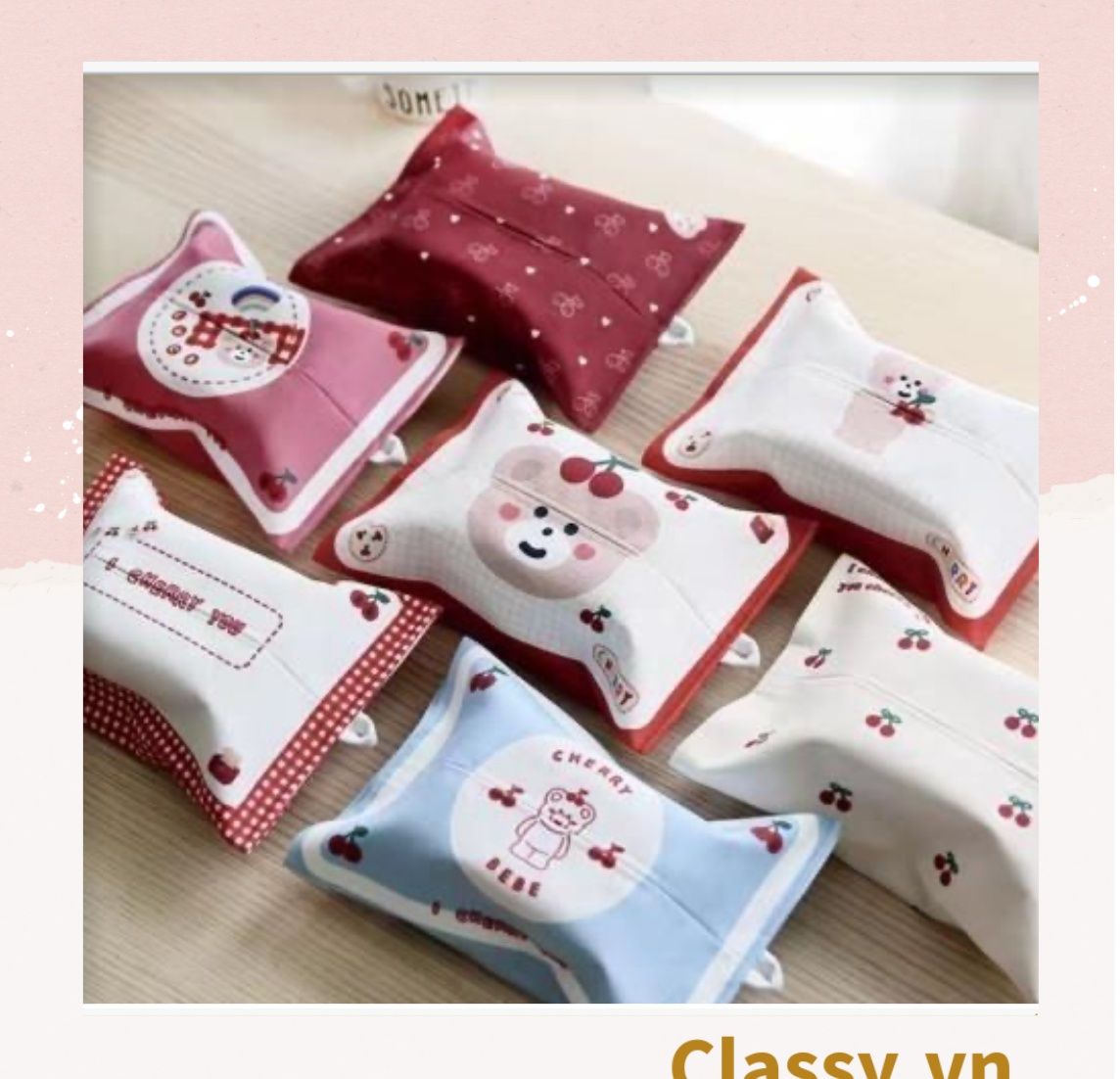 Classy Hộp đựng khăn giấy bằng vải cotton ngộ nghĩnh T1509