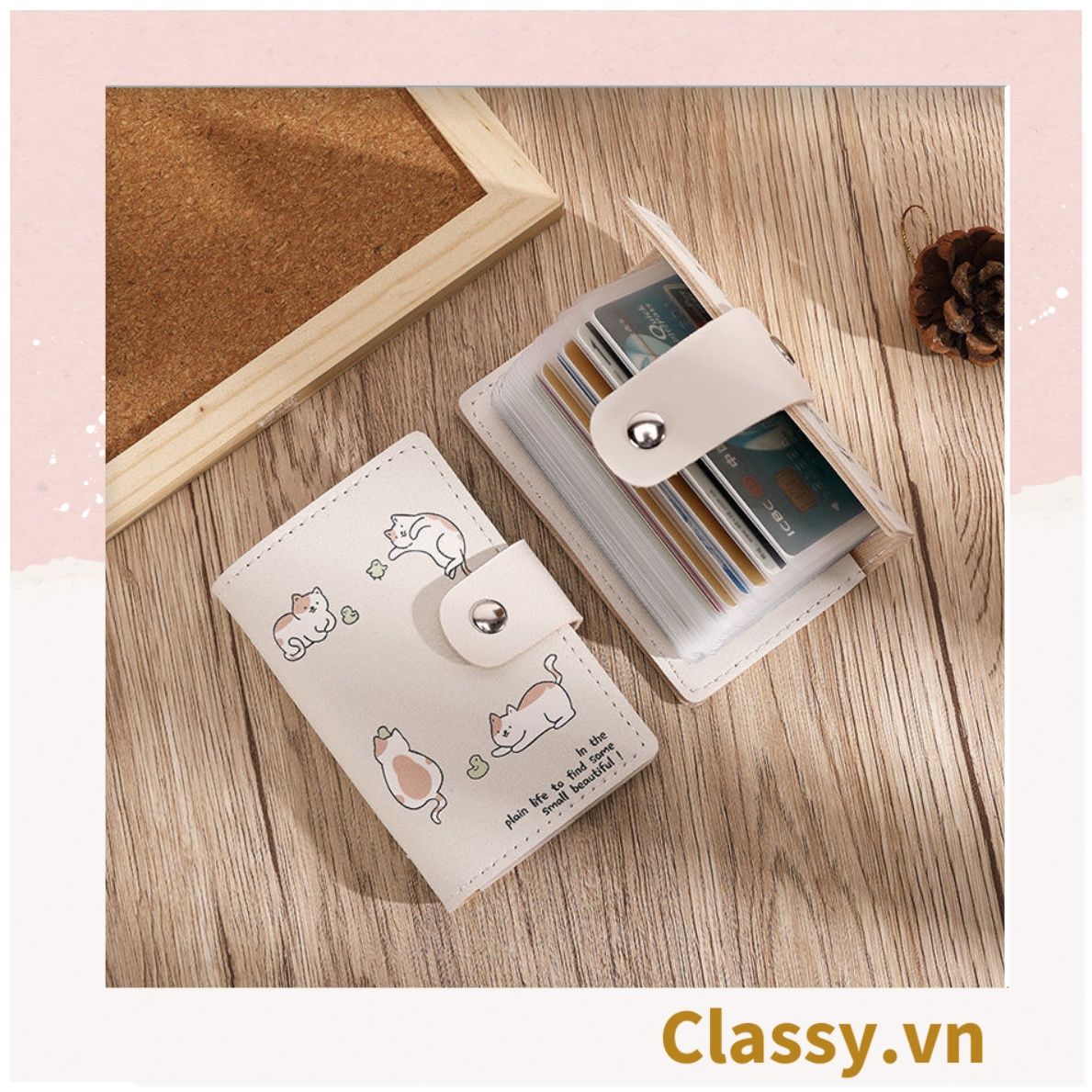  Classy Ví đựng thẻ, đựng card visit, đựng giấy tờ nhỏ xinh nhiều ngăn tiện lợi T1510 