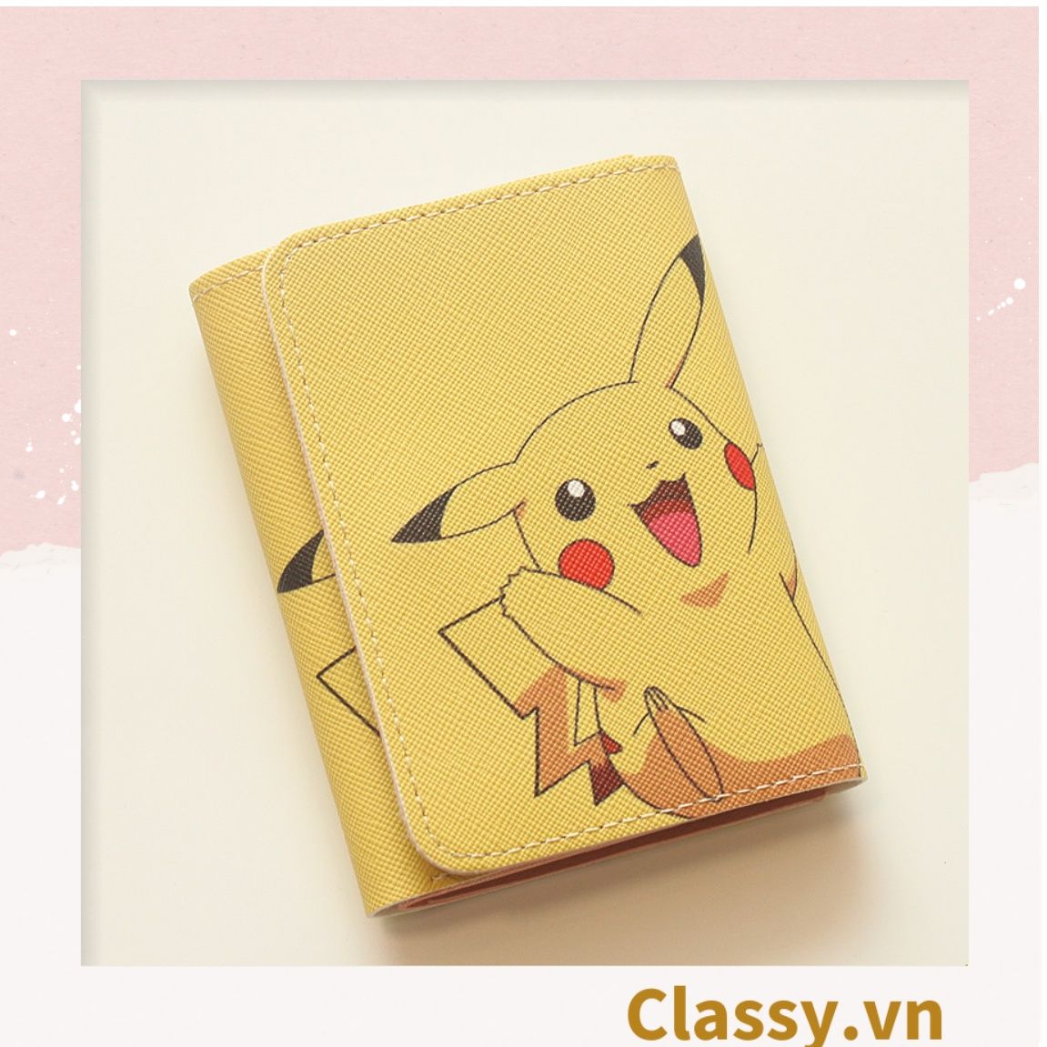 Classy Ví da nữ dạng gập, hoạt tiết họa hình nhiều kiểu dễ thương T1543