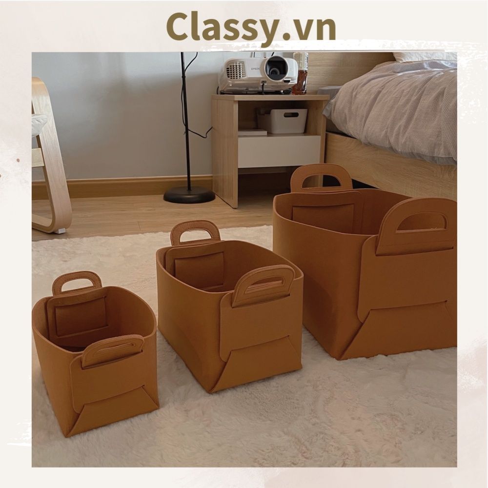 Giỏ Nỉ Xếp Được Đựng Quần Áo Sách Vở Đồ Chơi Trang Trí Nhà Cửa dễ dàng tháo rời và T1842