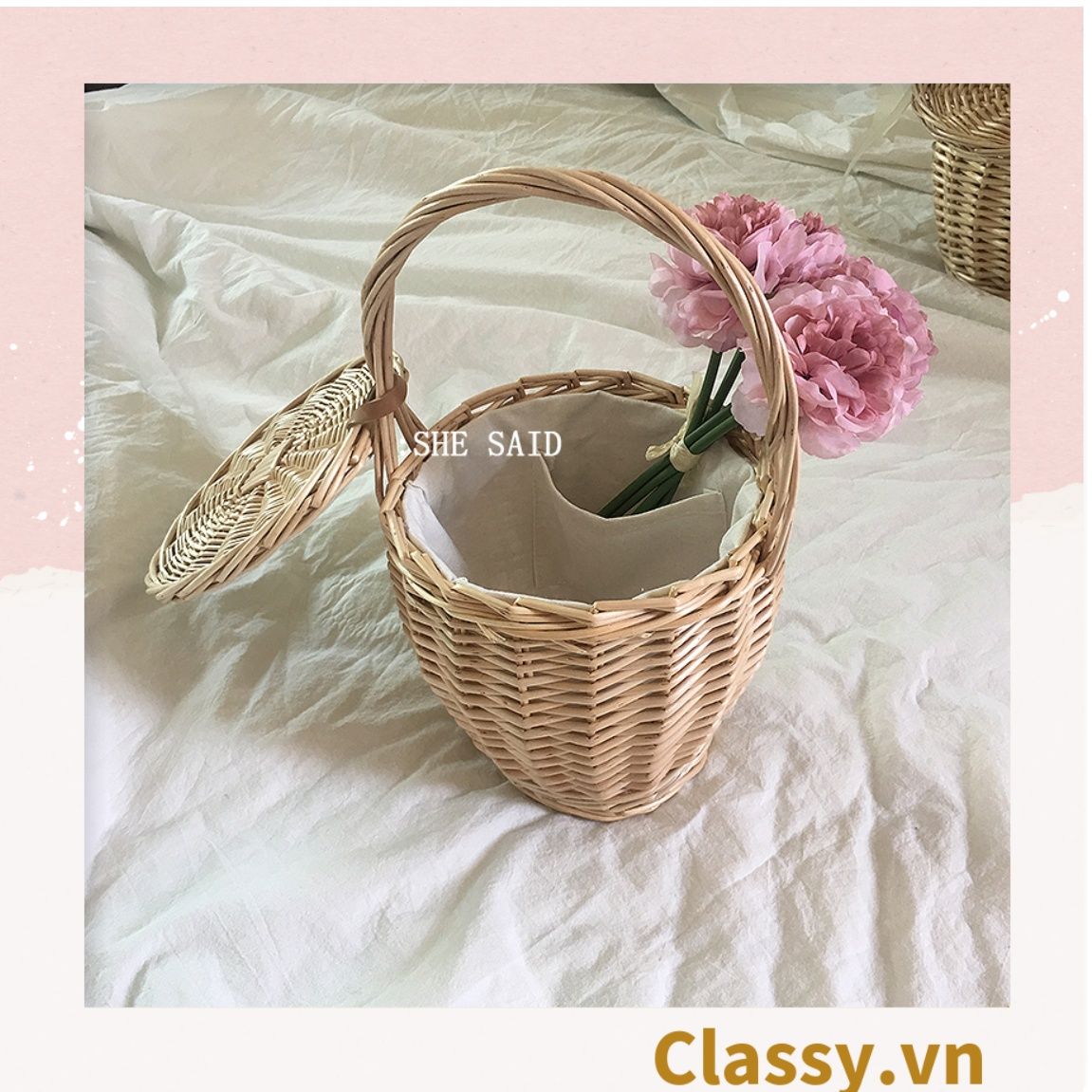 Túi Xách Đan Mây - Làn mây nhiều kiểu sang chảnh phối với áo dài, chụp hình, đi biển T201