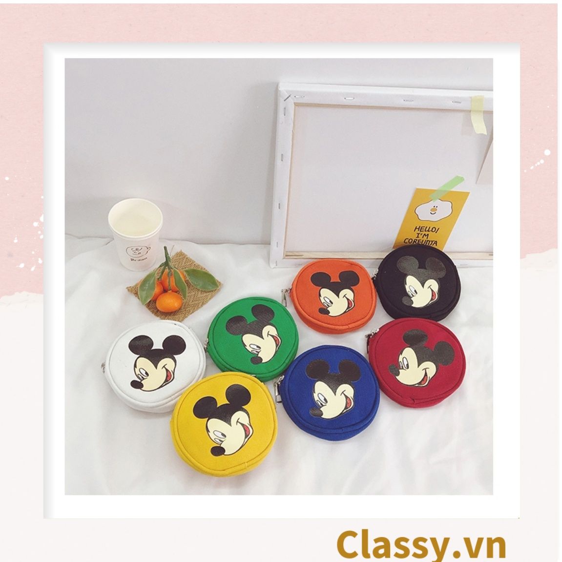  Túi đeo chéo Mickey Vải Canvas Loại cao cấp ❤️đeo hông mini siêu dễ thương cho mẹ và bé 