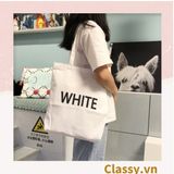  Túi vải Canvas 38 * 34 cm Bốn Màu in chữ White, Pink, Black, Yellow, Thân thiện với môi trường T222 