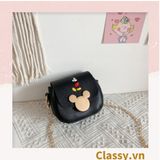  Túi xách đeo chéo da trơn khóa mickey siêu xinh, đủ màu 