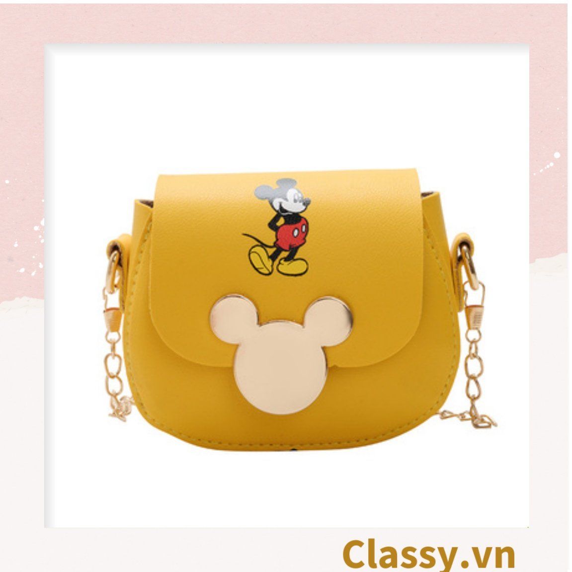 Túi xách đeo chéo da trơn khóa mickey siêu xinh, đủ màu