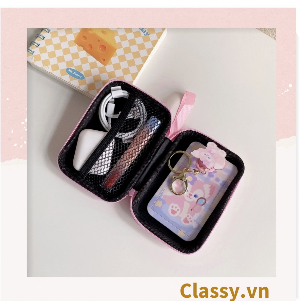 Túi Hộp hình vali đựng phụ kiện & dây cáp sạc (Size siêu to khổng lồ) 13.5 cm* 9.5 cm * 3.2 CM in hình hoạt hình (T293)
