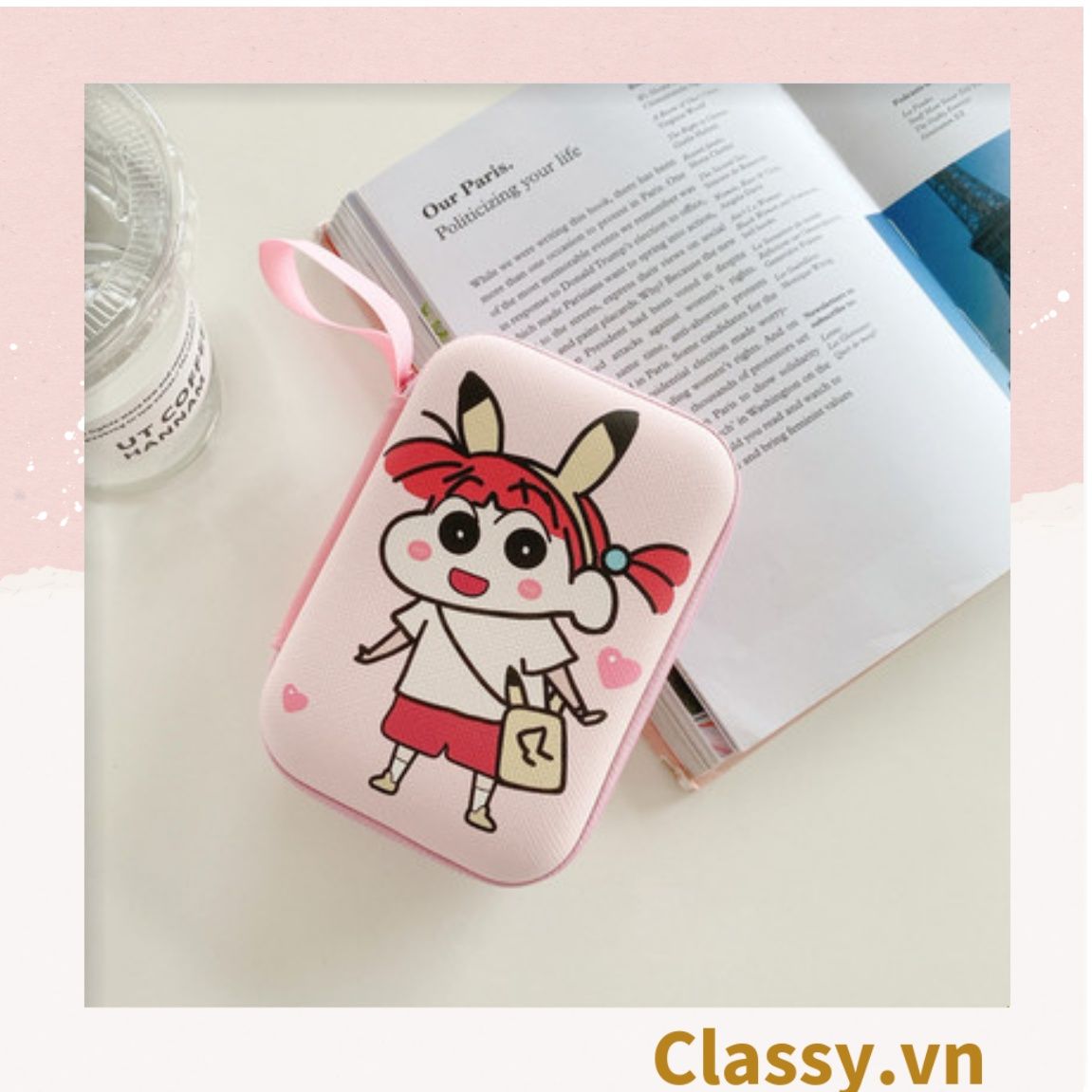 Túi Hộp hình vali đựng phụ kiện & dây cáp sạc (Size siêu to khổng lồ) 13.5 cm* 9.5 cm * 3.2 CM in hình hoạt hình (T293)
