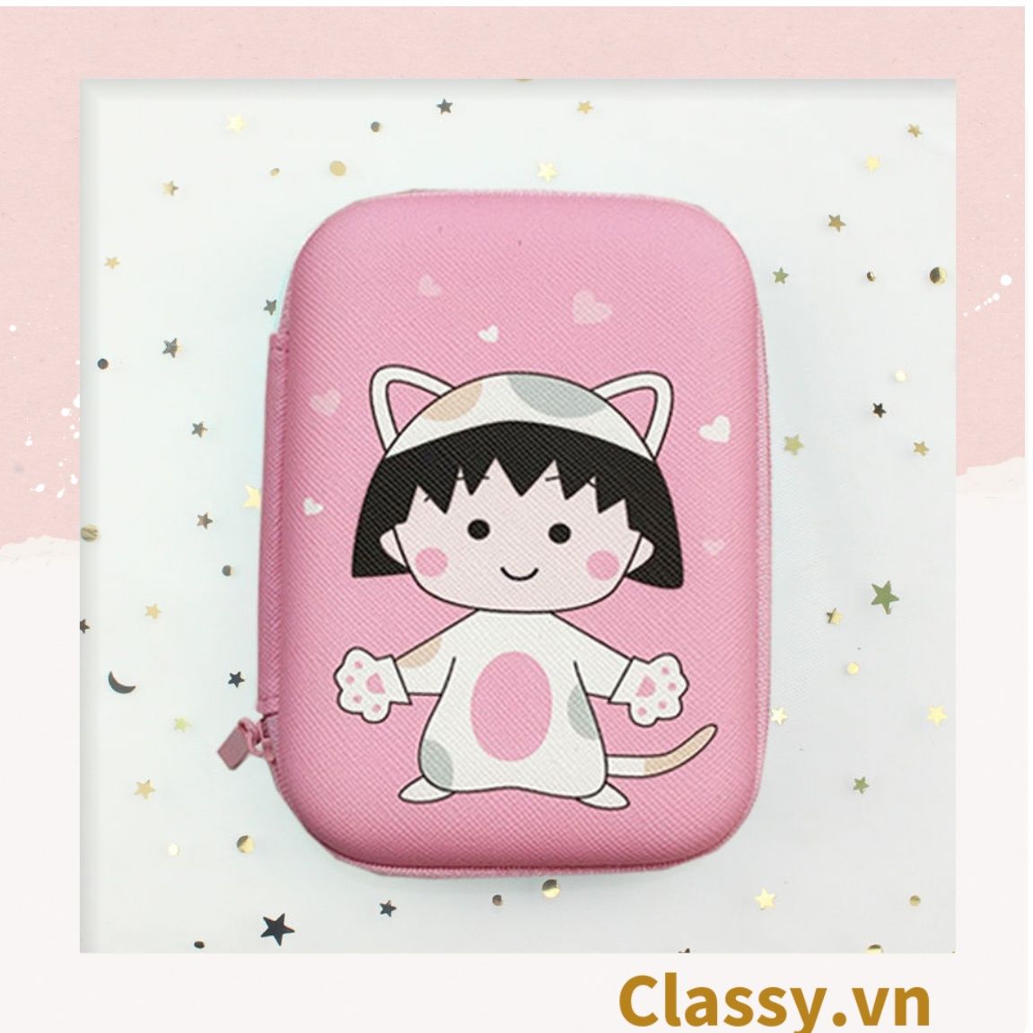 Túi Hộp hình vali đựng phụ kiện & dây cáp sạc (Size siêu to khổng lồ) 13.5 cm* 9.5 cm * 3.2 CM in hình hoạt hình (T293)