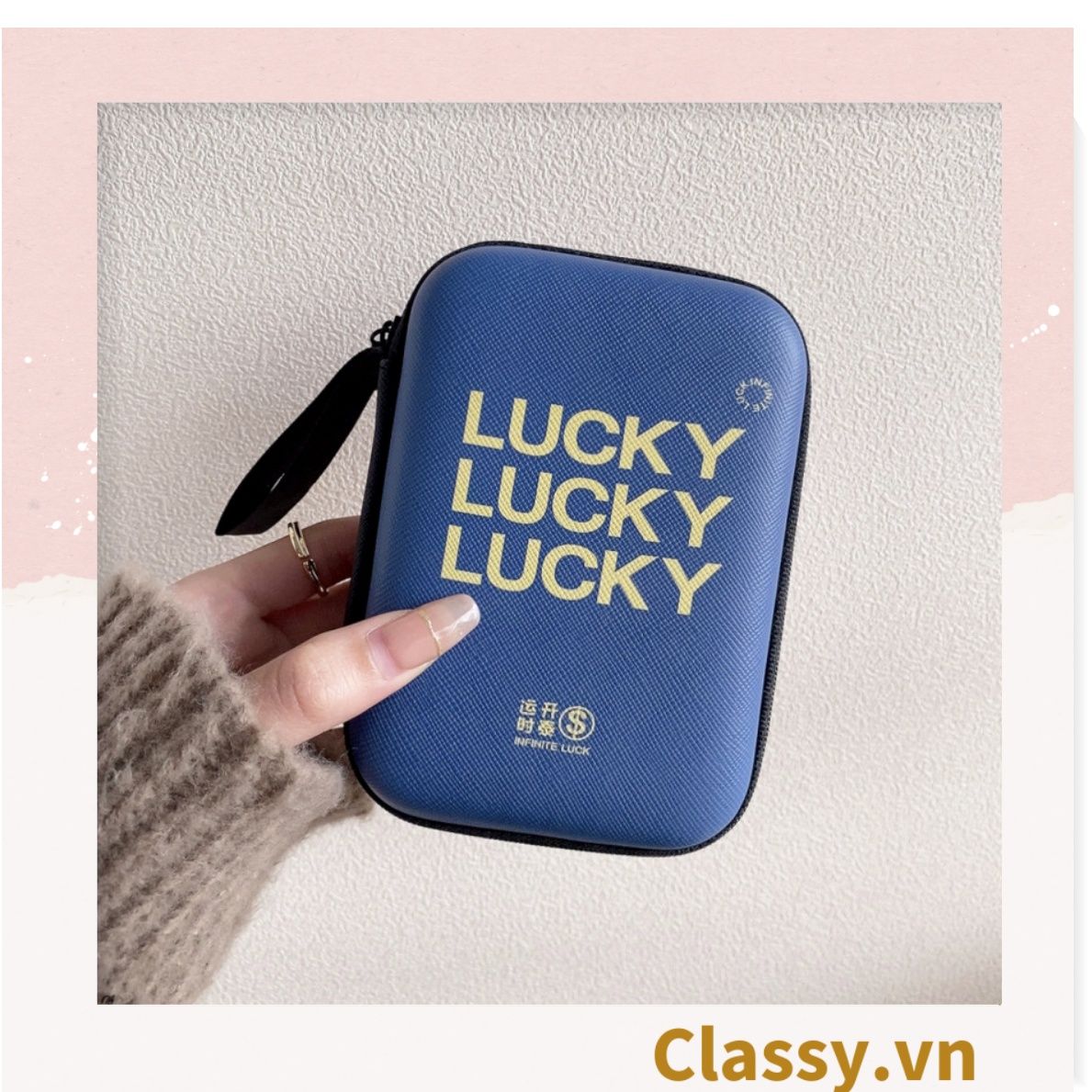 Túi Hộp hình vali đựng phụ kiện & dây cáp sạc (Size siêu to khổng lồ) 13.5 cm* 9.5 cm * 3.2 CM in hình hoạt hình (T293)