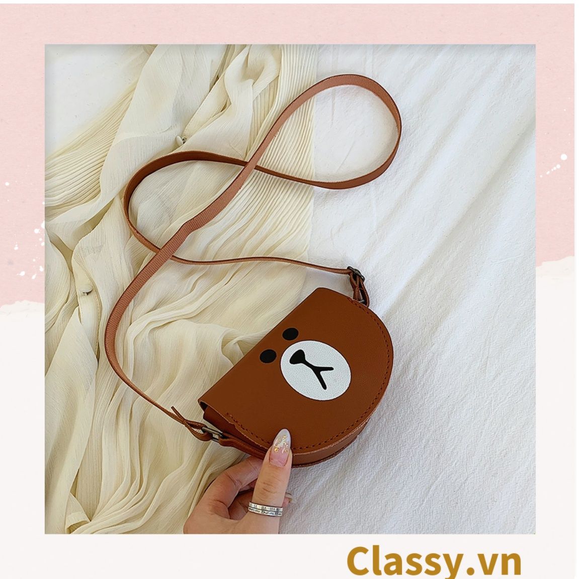 Túi mini hình bán nguyệt nắp gập nhiều màu nhiều họa tiết dễ thương đựng phụ kiện đồ chơi T583