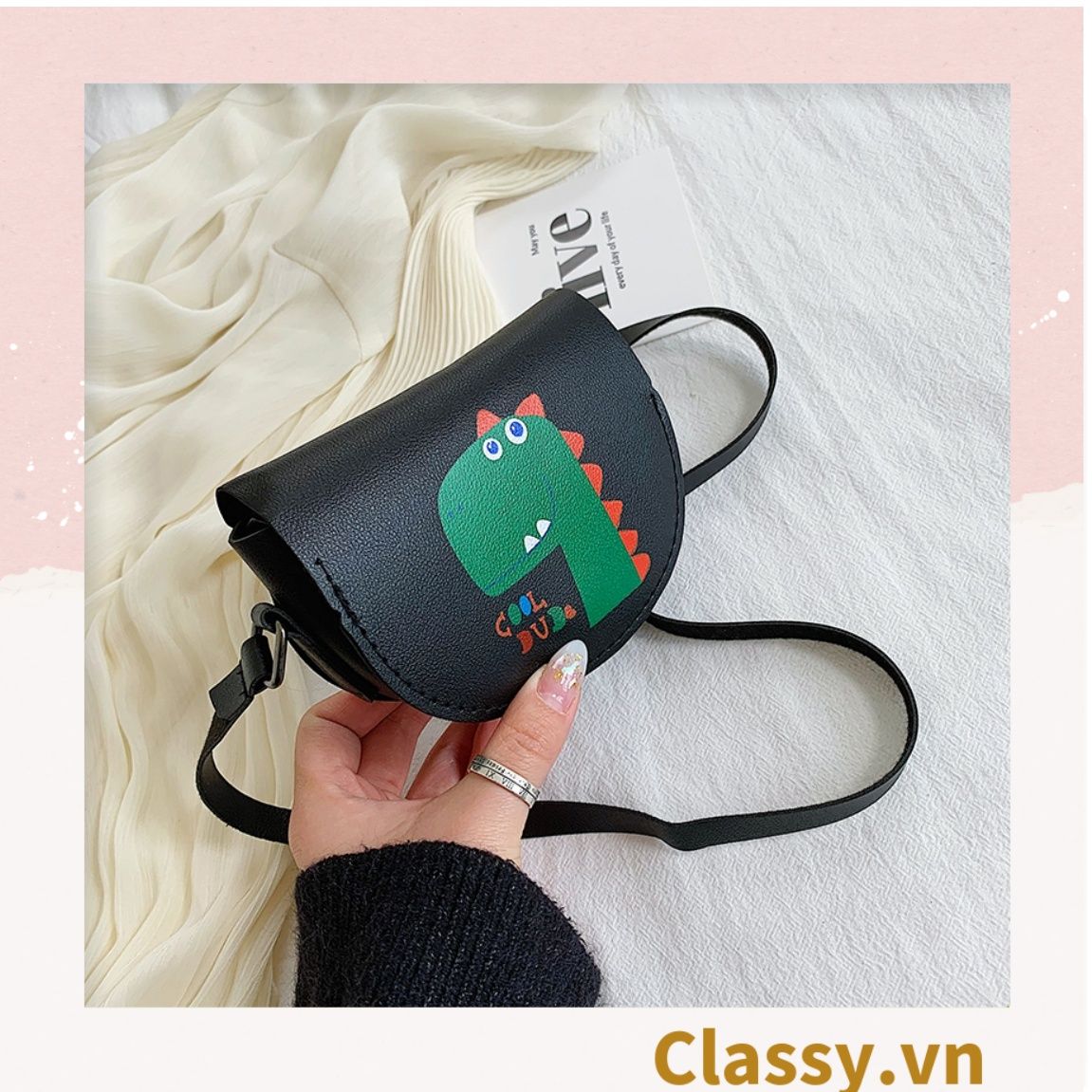 Túi mini hình bán nguyệt nắp gập nhiều màu nhiều họa tiết dễ thương đựng phụ kiện đồ chơi T583