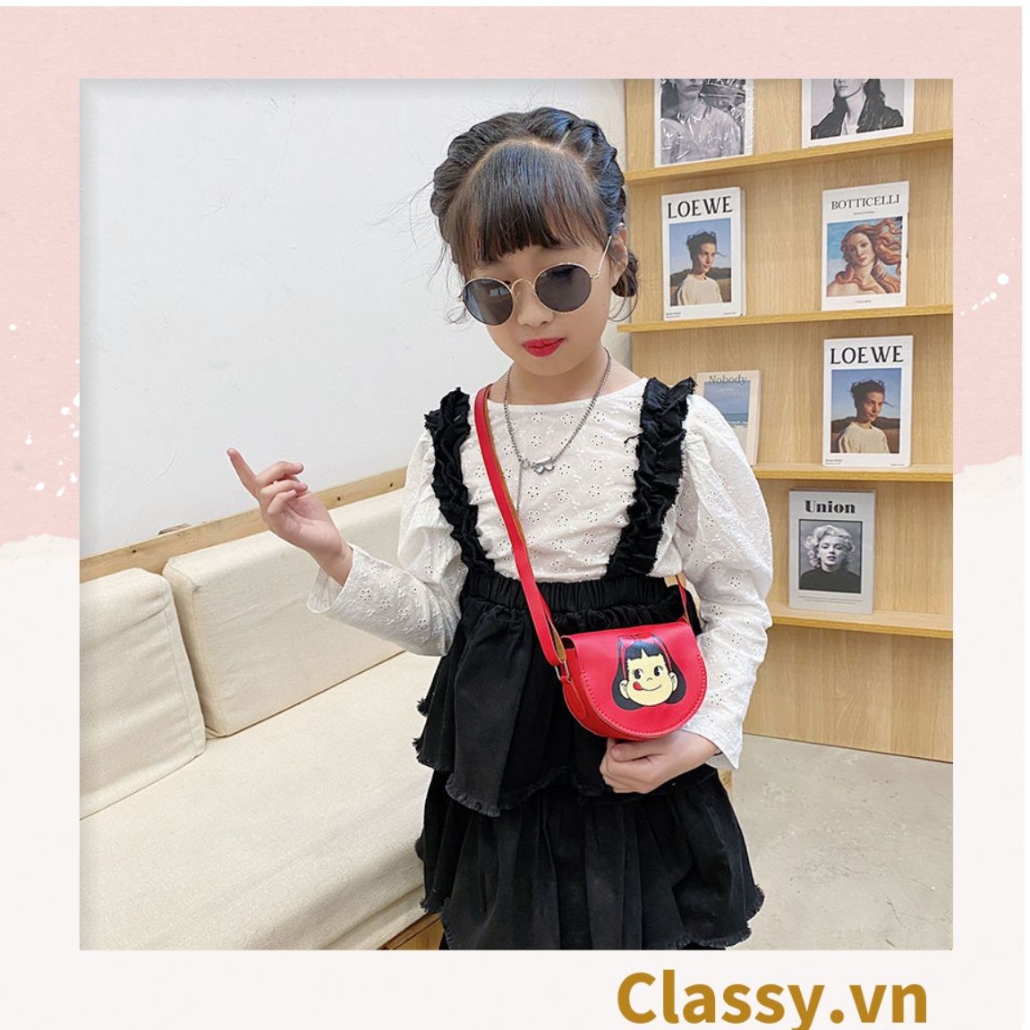 Túi mini hình bán nguyệt nắp gập nhiều màu nhiều họa tiết dễ thương đựng phụ kiện đồ chơi T583