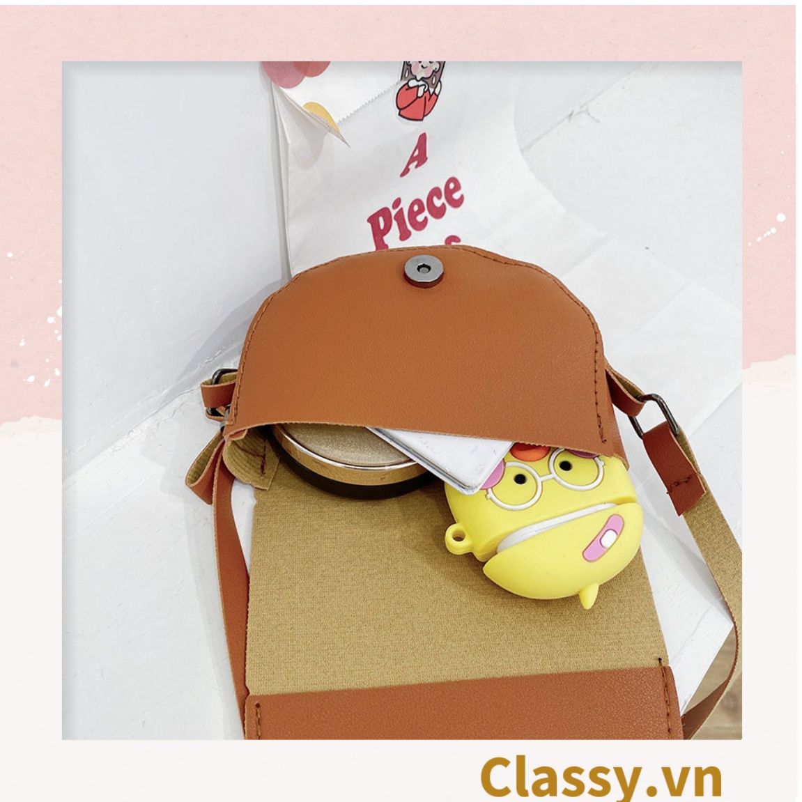 Túi mini hình bán nguyệt nắp gập nhiều màu nhiều họa tiết dễ thương đựng phụ kiện đồ chơi T583