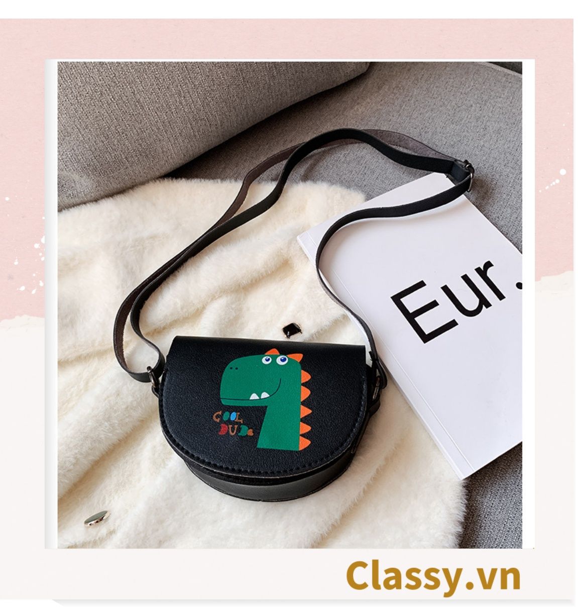 Túi mini hình bán nguyệt nắp gập nhiều màu nhiều họa tiết dễ thương đựng phụ kiện đồ chơi T583