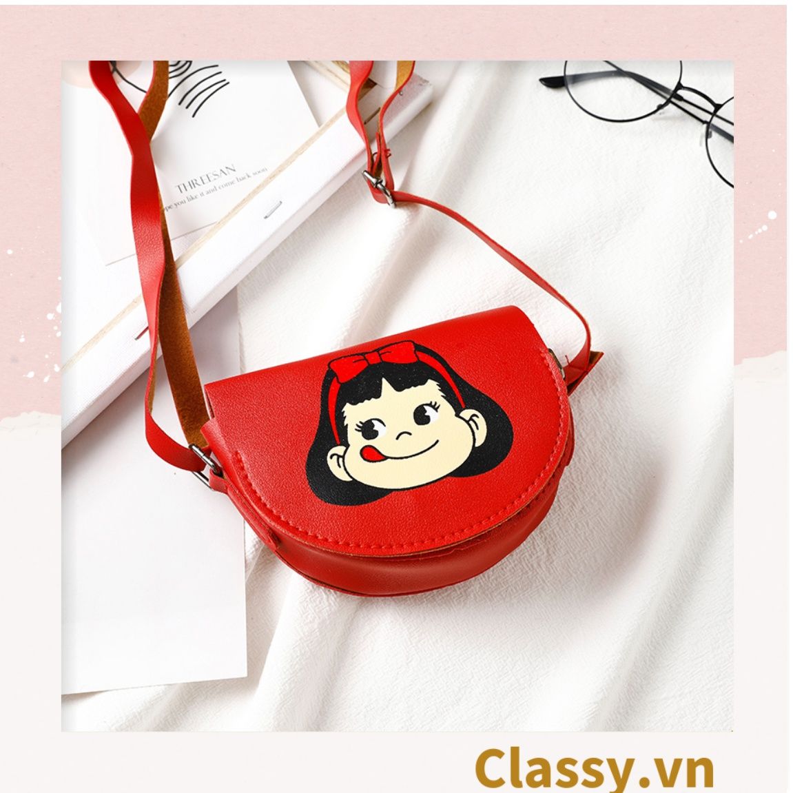 Túi mini hình bán nguyệt nắp gập nhiều màu nhiều họa tiết dễ thương đựng phụ kiện đồ chơi T583