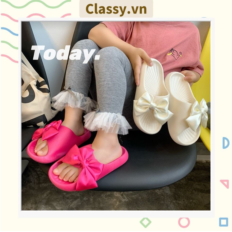 Dép quai ngang thắt nơ dành cho nữ, đi trong nhà, đi biển, đi spa tiện lợi G1253