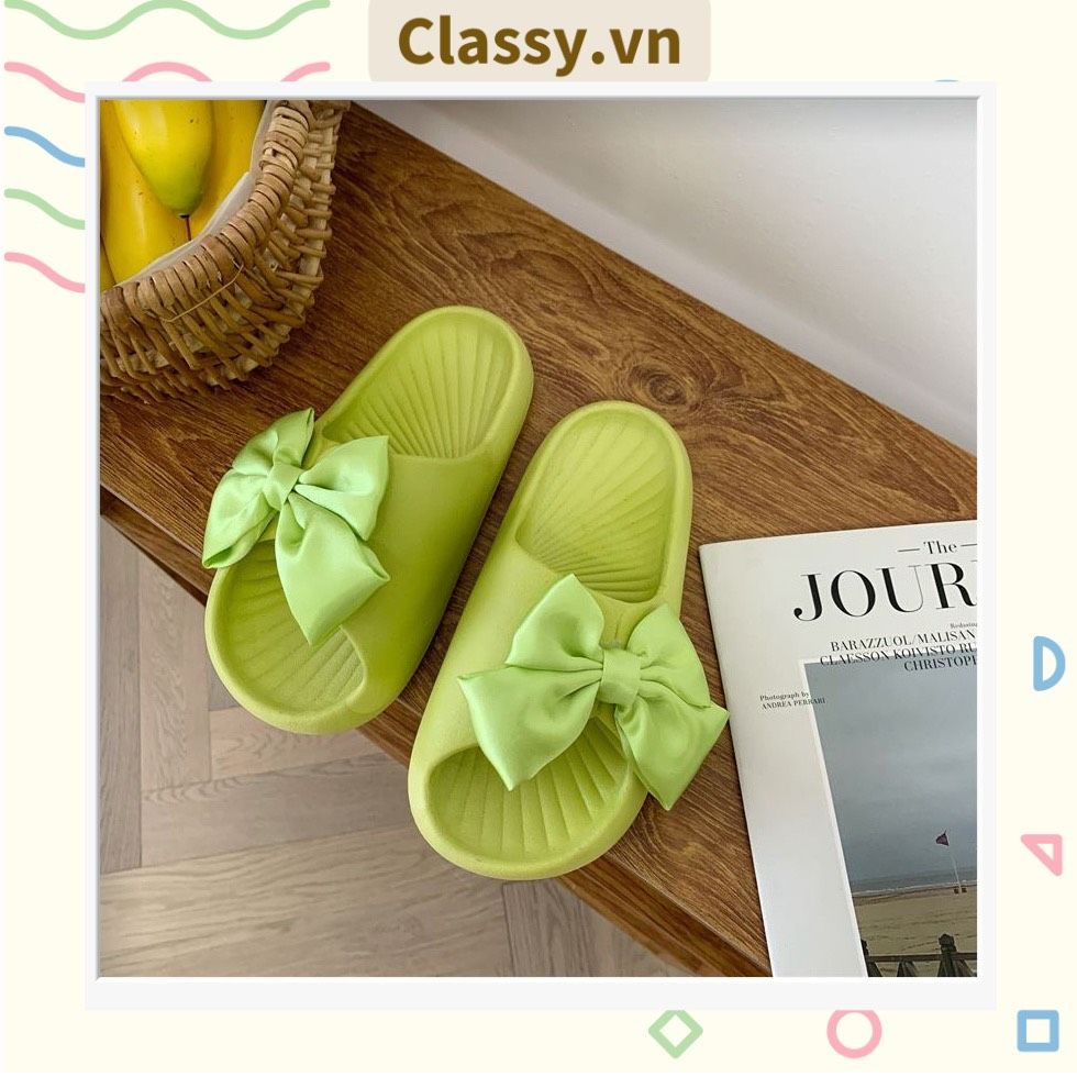 Dép quai ngang thắt nơ dành cho nữ, đi trong nhà, đi biển, đi spa tiện lợi G1253