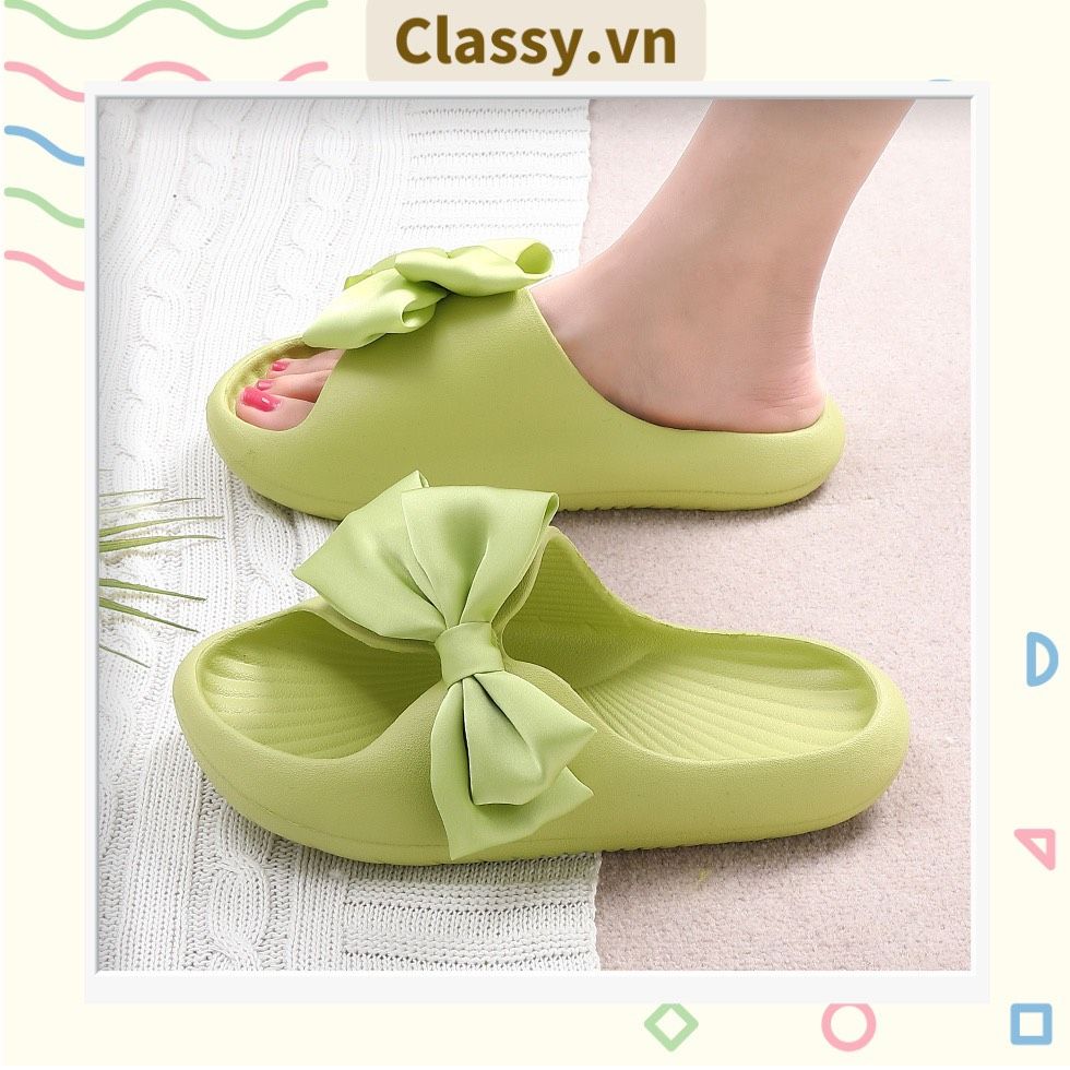 Dép quai ngang thắt nơ dành cho nữ, đi trong nhà, đi biển, đi spa tiện lợi G1253