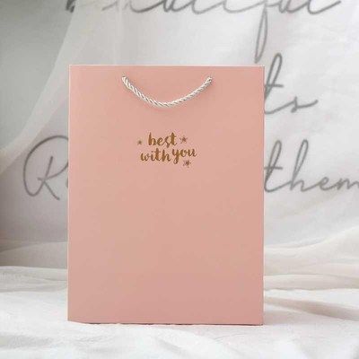 Túi giấy đựng quà tặng nhiều size đơn sắc kèm ruy băng, tối giản In chữ Thank you / Best with you sang trọng Q227