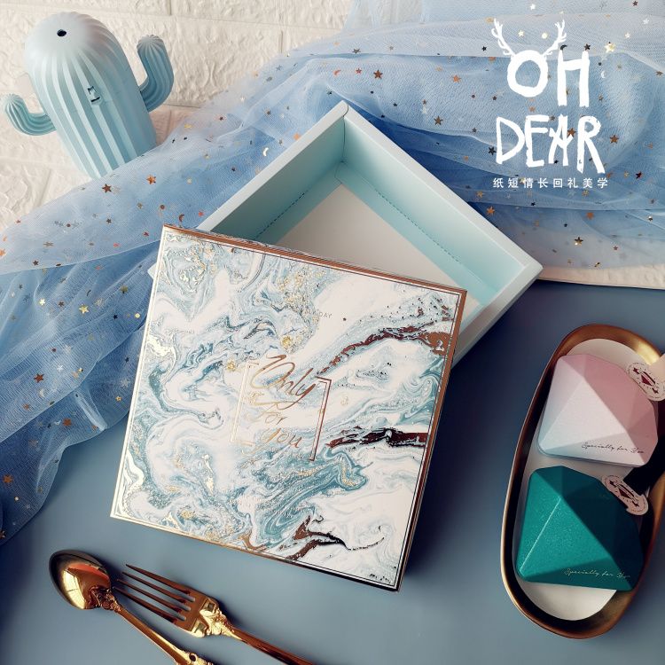 XÉ LẺ túi giấy +Hộp quà lớn +02 Hộp mini quà tặng hoạ tiết đá cẩm thạch, In chữ Only For You phong cách châu Âu Q296