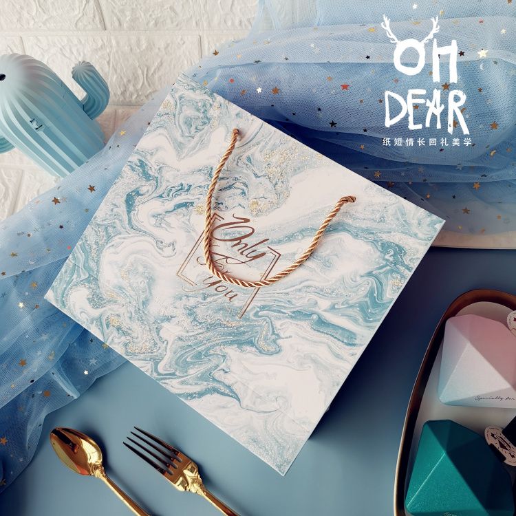 XÉ LẺ túi giấy +Hộp quà lớn +02 Hộp mini quà tặng hoạ tiết đá cẩm thạch, In chữ Only For You phong cách châu Âu Q296