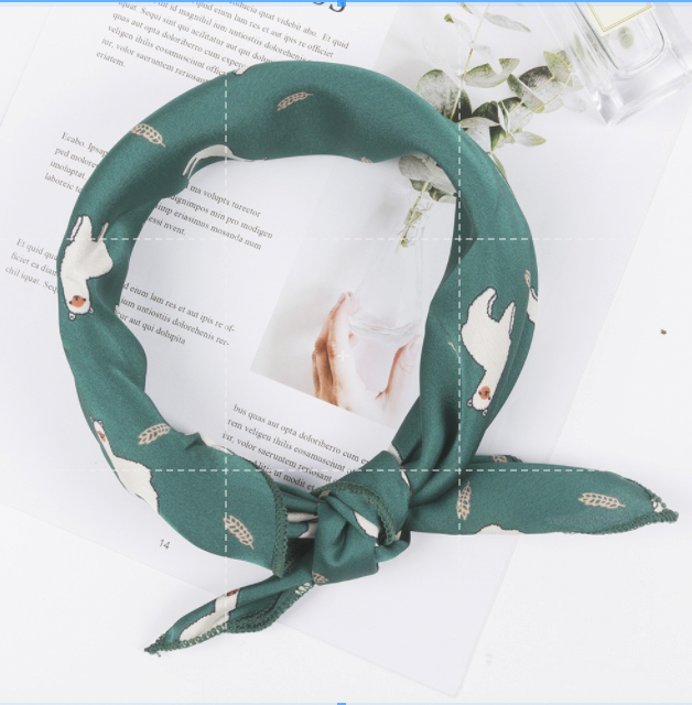 Khăn lụa vuông đi kèm túi cói 50X55cm turban bandana thời trang hàn quốc nhiều kiểu đẹp; phong cách vintage P420