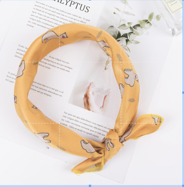Khăn lụa vuông đi kèm túi cói 50X55cm turban bandana thời trang hàn quốc nhiều kiểu đẹp; phong cách vintage P420